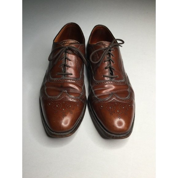 VTG Frank Brothers Cognac Burgundy Brown Brogue Wingtip Oxfords Men’s Sz 12 AAA main image 8